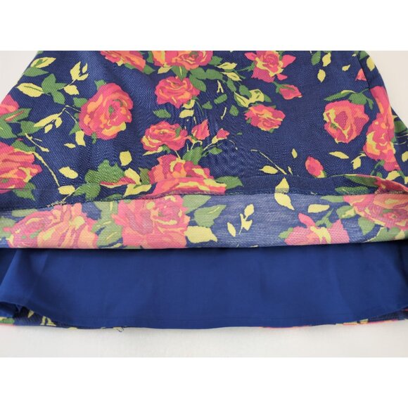 Lands End Sheath Dress Womens 12 Blue Floral Sleeveless Classic Preppy Career - Picture 5 of 9